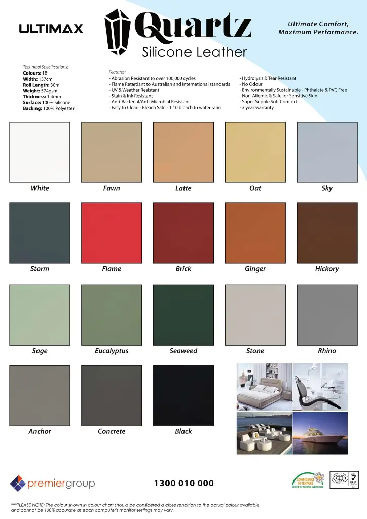 Colour Chart - Ultimax QUARTZ Silicone Leather Range-1.webp